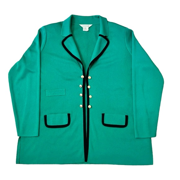 Exclusively Misook Knit Cardigan Blazer Size XL Womens Green Open Front Pockets - Picture 2 of 9